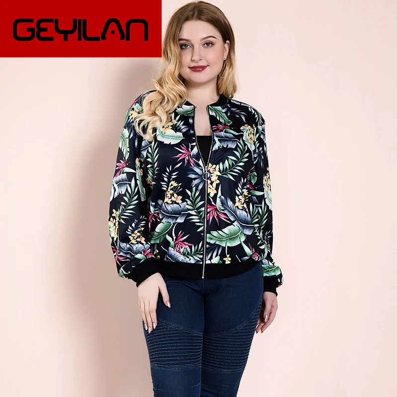 

Plus Size Leaves Printed Zipper Jacket Blouse Women Autumn Shirt Female Casual XL-4XL Long Sleeve Autumn Casual Shirt