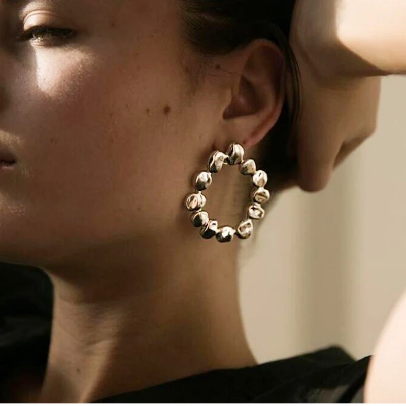 Women's small dot temperament personality wild punk exaggeration big circle earrings geometric round fashion j | Украшения и