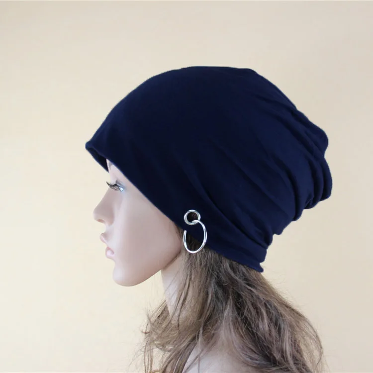 

New Products Iron Hoop Decoration Wool Cap Autumn And Winter Set of Head Cap Fashion Men And Women Winter Knitted Hat
