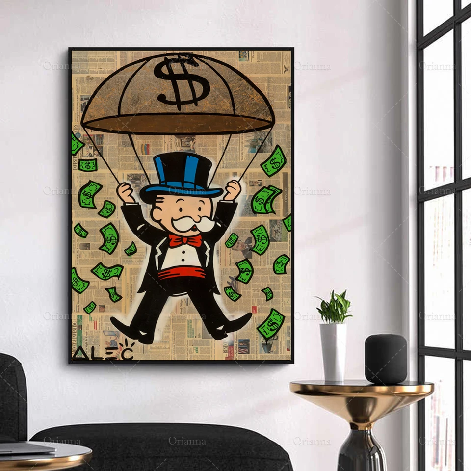 Abstract Canvas Painting Posters Alec Monopoly Mr Monops Parachute Wall Pictures Prints Modular For Bedroom Home Decoration Art | Дом и сад