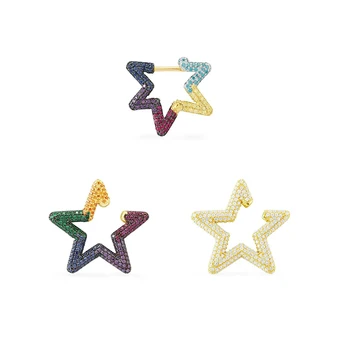 

Fashion Moroccan Jewelry April New Single Rainbow Star Ear Bone Clip Gold Color Zircon Star Ear Stud Female Romantic Gift