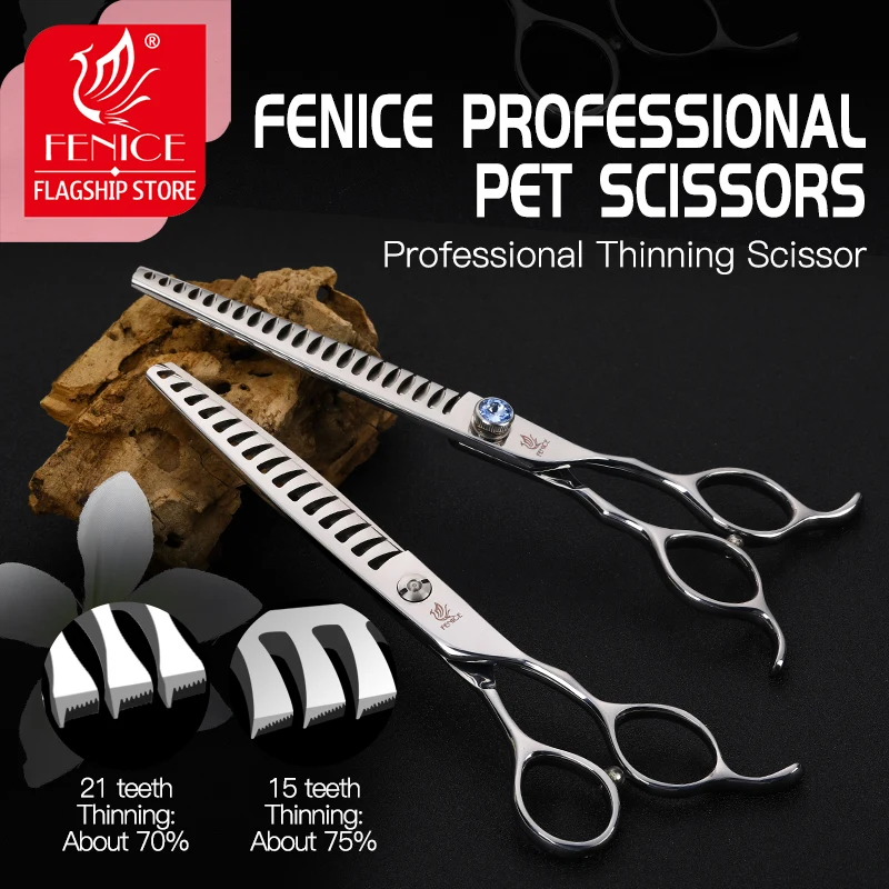 

Fenice 7.0 inch Professional Pet Grooming Thinning Shear Scissors Japan 440C Stainless Steel Thinning Rate 70%/75%