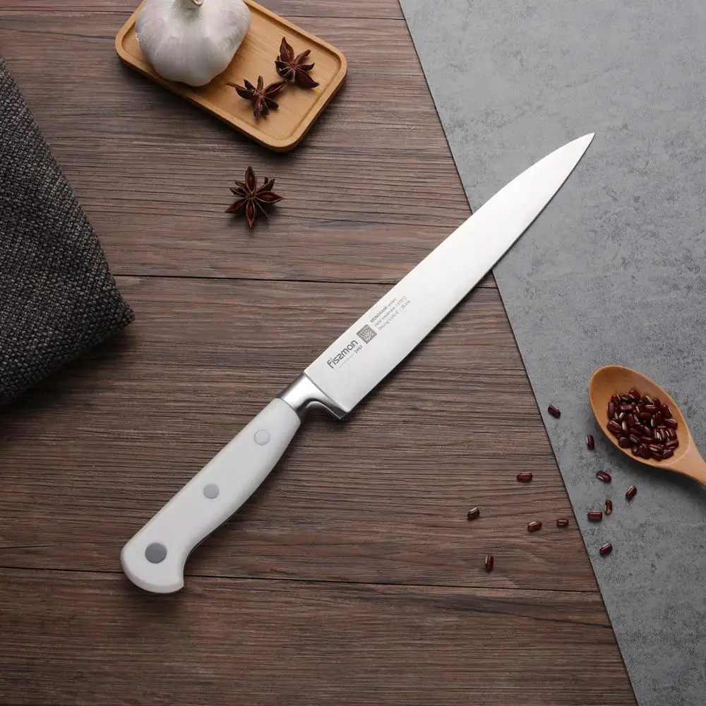 Стальной кухонный нож FISSMAN Germen серии MONOGAMI универсальный слайсер Santoku для обрезки