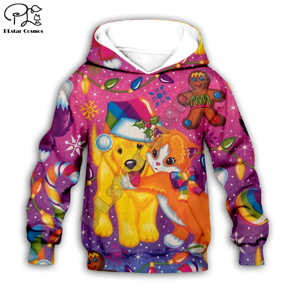 

Kid sets 3D Lisa Frank print cartoon hoodie merry christmas Dog Cat costume children Sweatshirt zipper coat boy girl tshirt Pant