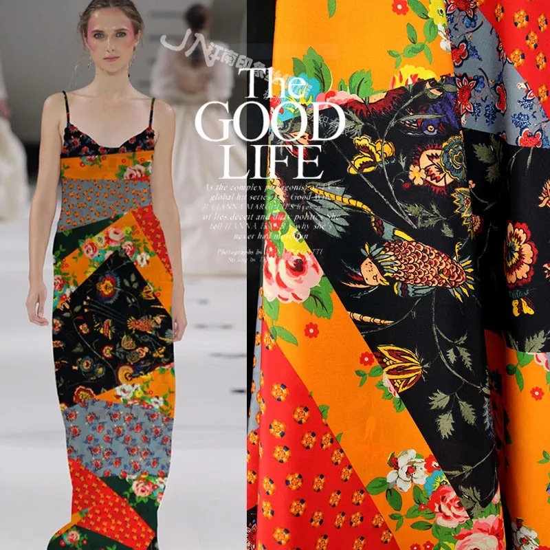 

Jiangnan Impression High-grade Silk Crepe Piece Digital Spray-Painting Cloth Summer High-grade Mulberry Silk fabrics