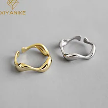 XIYANIKE Silver Color  Creative Handmade Rings Irregular Wave Smooth Engagement Jewelry for Women Size 16.5mm Adjustable