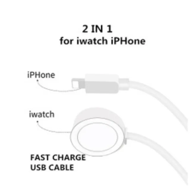 Phone Watch Charger Micro USB Type-C Android 4in1,3in1,2in1 Charging Cable Dock For iphone Apple Watch  iWatch Xiaomi Samsung 2IN1  White