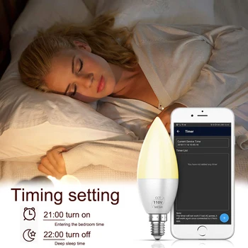 

E12 E14 LED Smart Bulb Bluetooth LED Chandelier Candle Light Bulb 3W 110V 220V 2835 SMD Energy Bulbs For Google Home Alexa D35