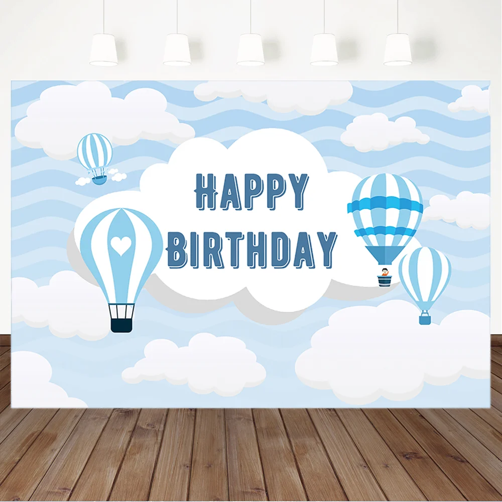 pics Boy Blue Birthday Background Hd blue hot air balloon birthday background for photography boy 1st birthday backdrop customize dessert table decorations props