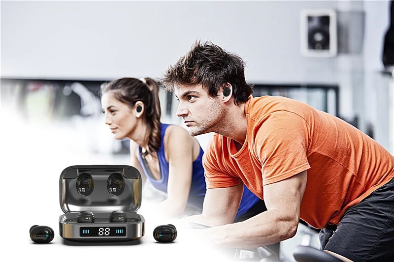 TWS Bluetooth настоящий беспроводной наушник светодиодный цифровой дисплей сенсорное управление наушники стерео Музыкальная гарнитура с 2000 мАч power Bank