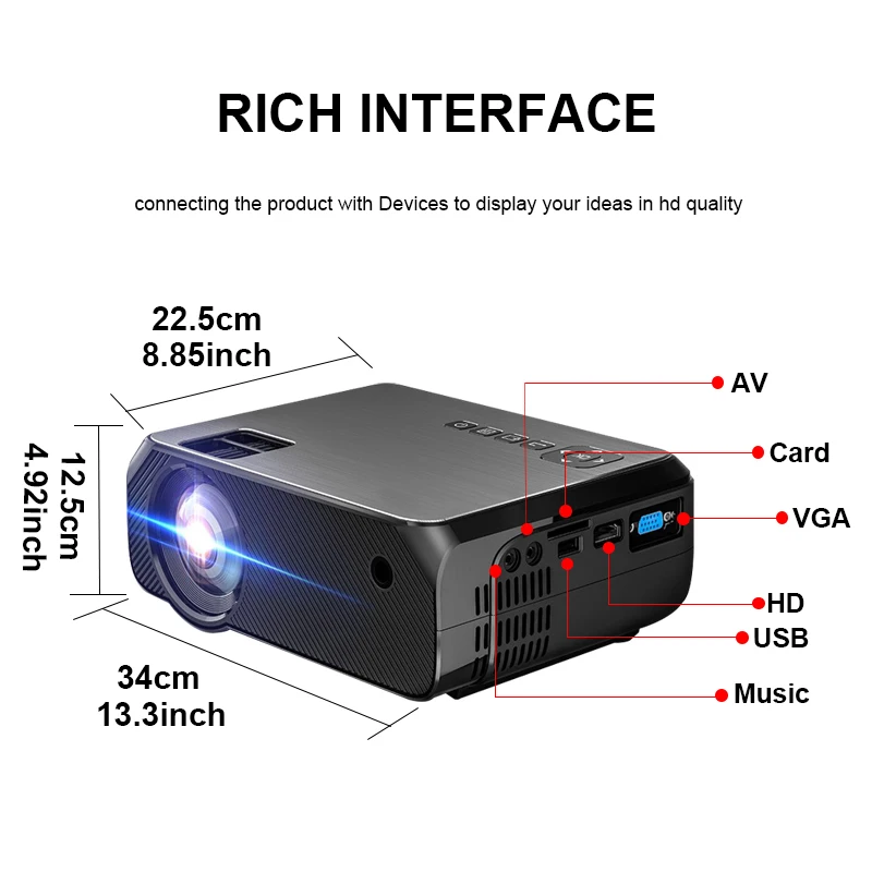 LED Projector Wifi Android 6.0 Portable Projector Full HD Video 3D Beamer  Projector For Home PR55101