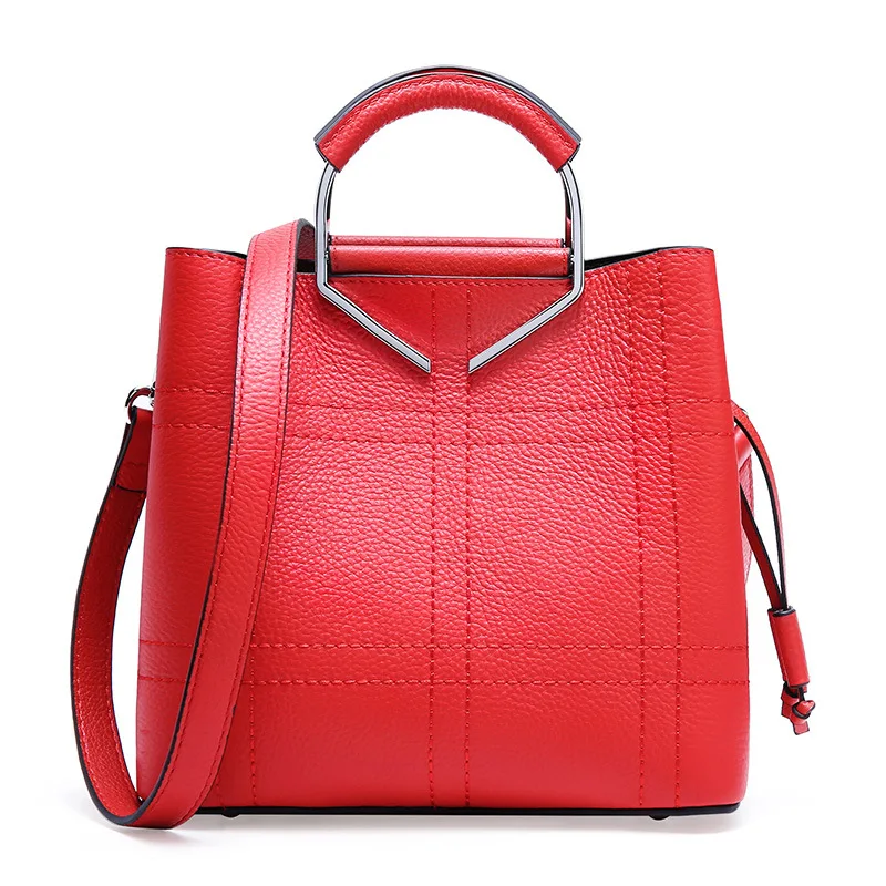 

Top quality designer fashion brand new genuine cowhide leather luxury summer handbag european grid shoulder bag tote purse Q09