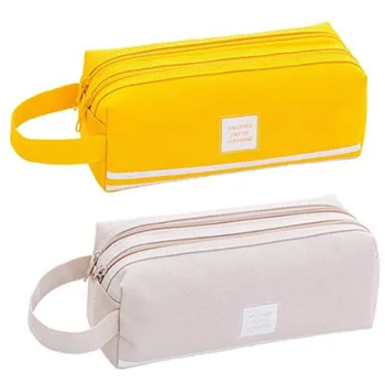 

2 Pack Large Capacity Pen Pencil Storage Case, Double Zipper Student Stationery Pouch Pen Bag, Multi Compartments Pen Holder for