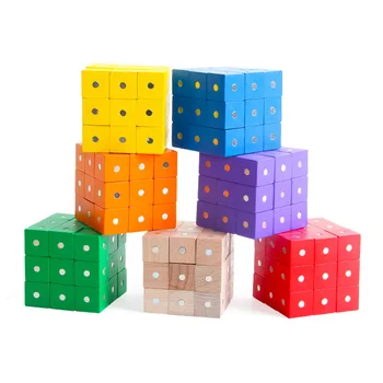 

Magnetic Building Block Toys for Children Over 3 Years Old Colorful Children's Baby Puzzle Assembled Wooden Cubes Toy