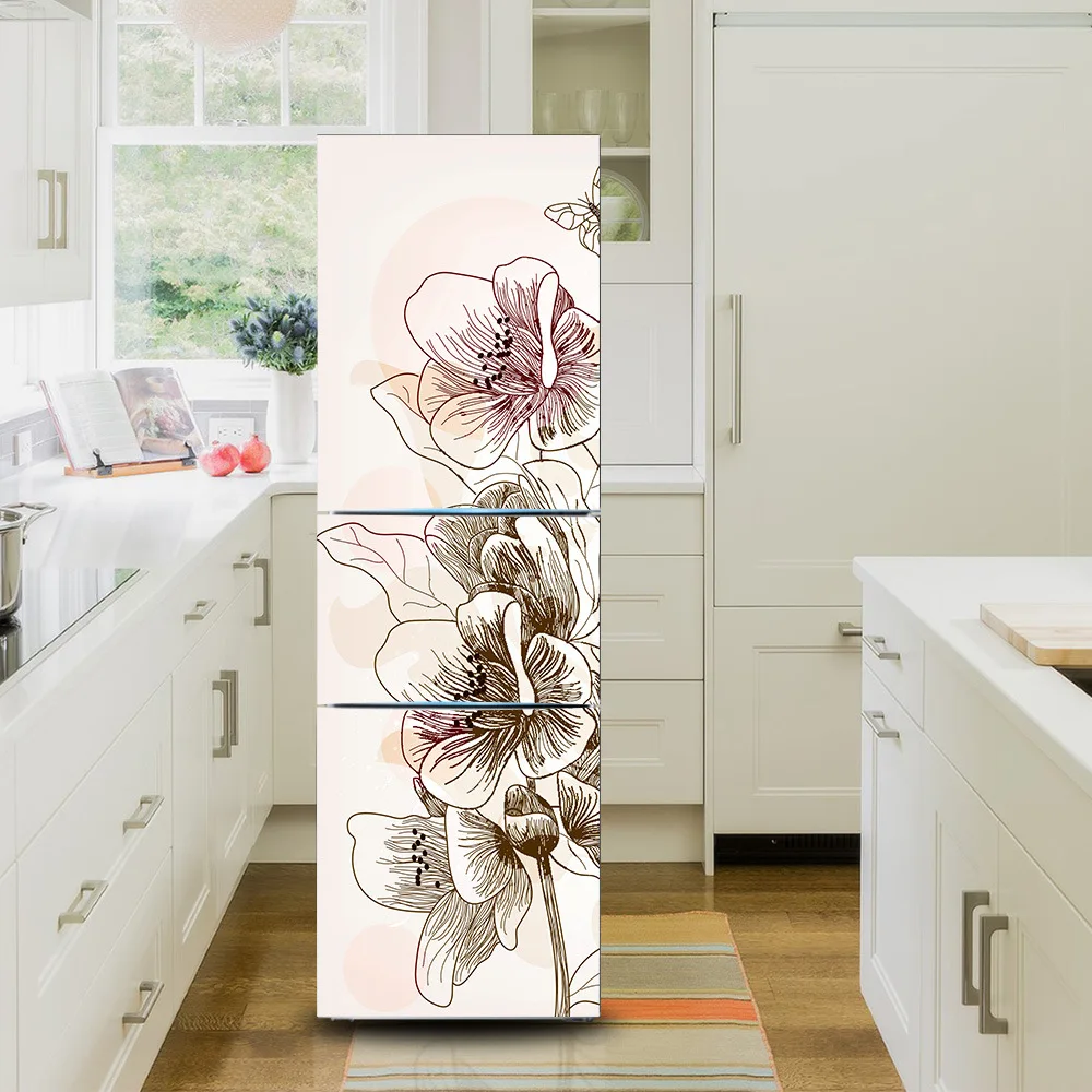 Наклейка на стену украшение на холодильник художественная бумага красивый цветок спальня без клея холодильник ремонт водонепроницаемый стикер