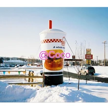 Воздушная до двери, горячая распродажа, гигантская надувная чашка с логотипом на заказ, напечатанная для наружной рекламы фаст-фуда