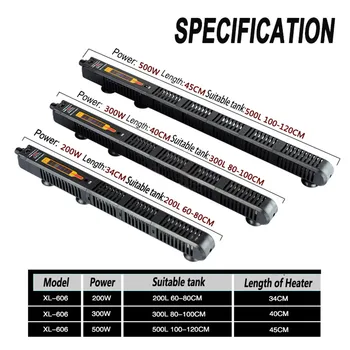 

New 200/300/500W Aquarium Heater Fish Tank Heating Rods Water Submersible Heater Adjustable Thermostat Temperature Control Suppl
