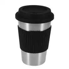 Силиконовая кружка для чая и молока с защитой от ожога, чашка для кофе из нержавеющей стали, портативные стаканы для воды, посуда для напитков с крышкой, щетка для очистки соломы