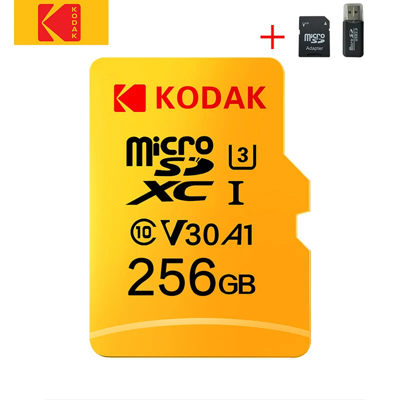 U3 256GB-Adpter-CR Карта памяти KODAK U3 32 ГБ Micro SD 128 Гб Micro SD карта 256 ГБ TF карта 64 ГБ 512 ГБ sd-карта класс 10 tarjeta Micro SD 4k флэш-карта - Емкость: U3 256GB-Adpter-CR