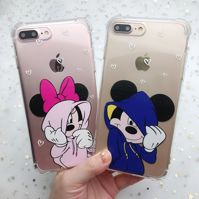 

Silicone Cartoon Cute Mouse Case For iPhone XS MAX XR X Transparent Phone Cases For iPhone 7 6 6S 8 Plus Shockproof Coque Case