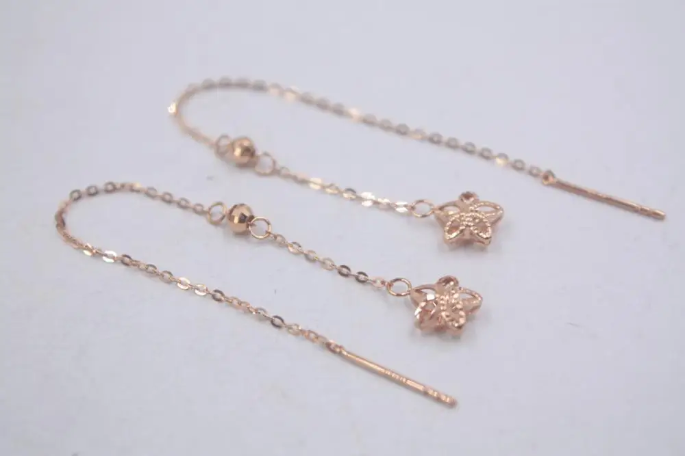 

Solid 18K Rose Gold Dangle Earrings Best Gift Perfect Star & O Chain Earrings Line 95mmL 1.15g Fine Jewelry