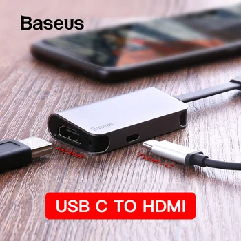 

Baseus USB C HUB to HDMI Type C PD Thunderbolt 3 Power Adapter USB-C HUB For Macbook Pro Air Samsung S10 Type-c HUB HAB Splitter