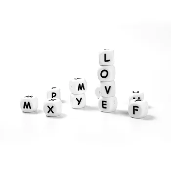 

Cute-idea 200pc Silicone Beads Food Grade Letter Baby Teethers BPA Free products sensory Teething Necklace Baby Teether Toys DIY