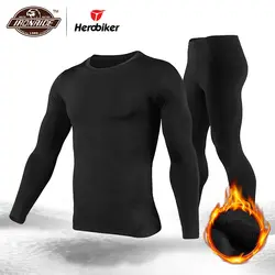 Herobiker для мужчин с флисовой подкладкой термальность нижнее бельё для девочек комплект Мотоцикл Лыжный спорт база слои зимние теплые