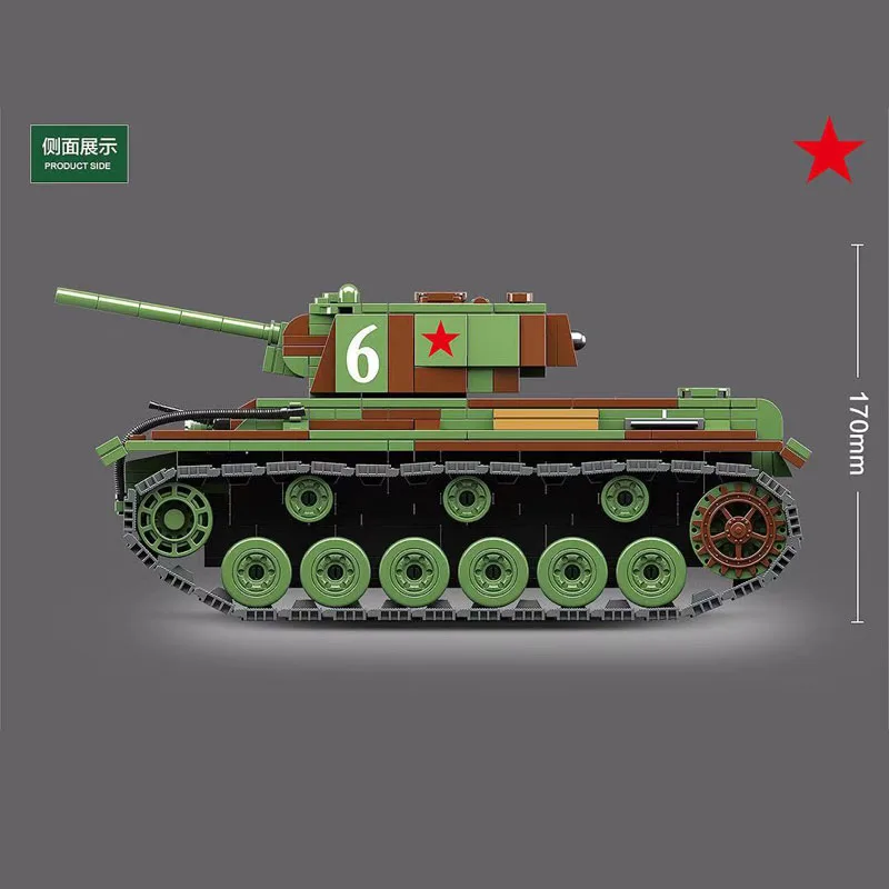 Günstig 726PCS Military Russland KV 1 Tank Bausteine kompatibel legoing WW2 Military Tank Armee Soldaten Figuren Waffe teile Ziegel