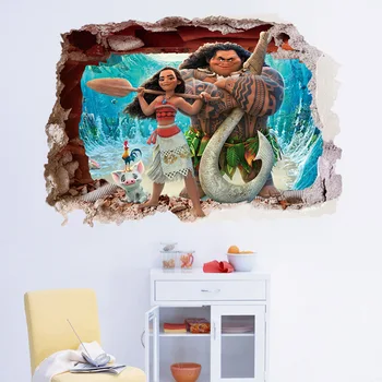 

3D Wall-through Cartoon Three-Dimensional Foreign Trade Creative Living Room Bedroom Home Decorations Waterproof Wall Stickers