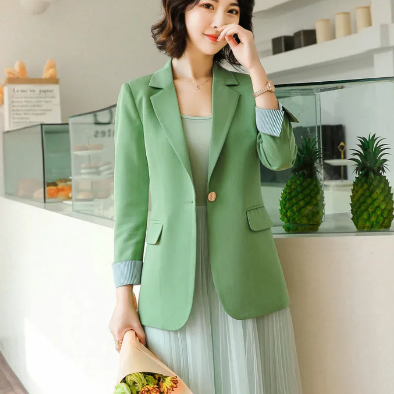 

2020 spring and summer ladies long sleeve professional small suit High quality green jacket feminine Sales overalls interview