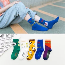 Harajuku носки для женщин с рисунками зверей из мультфильмов детские носки с принтом с пандой Гольфы китайского личность смешная футболка колготки Чулочно-носочные изделия Для женщин высокое х/б носки 5 пар/компл