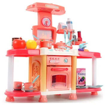 

31Pcs Children Kitchen Pretend Play Simulation Cooktop Kitchenware Toys With Sound And Light For Children Educational Toys Gift