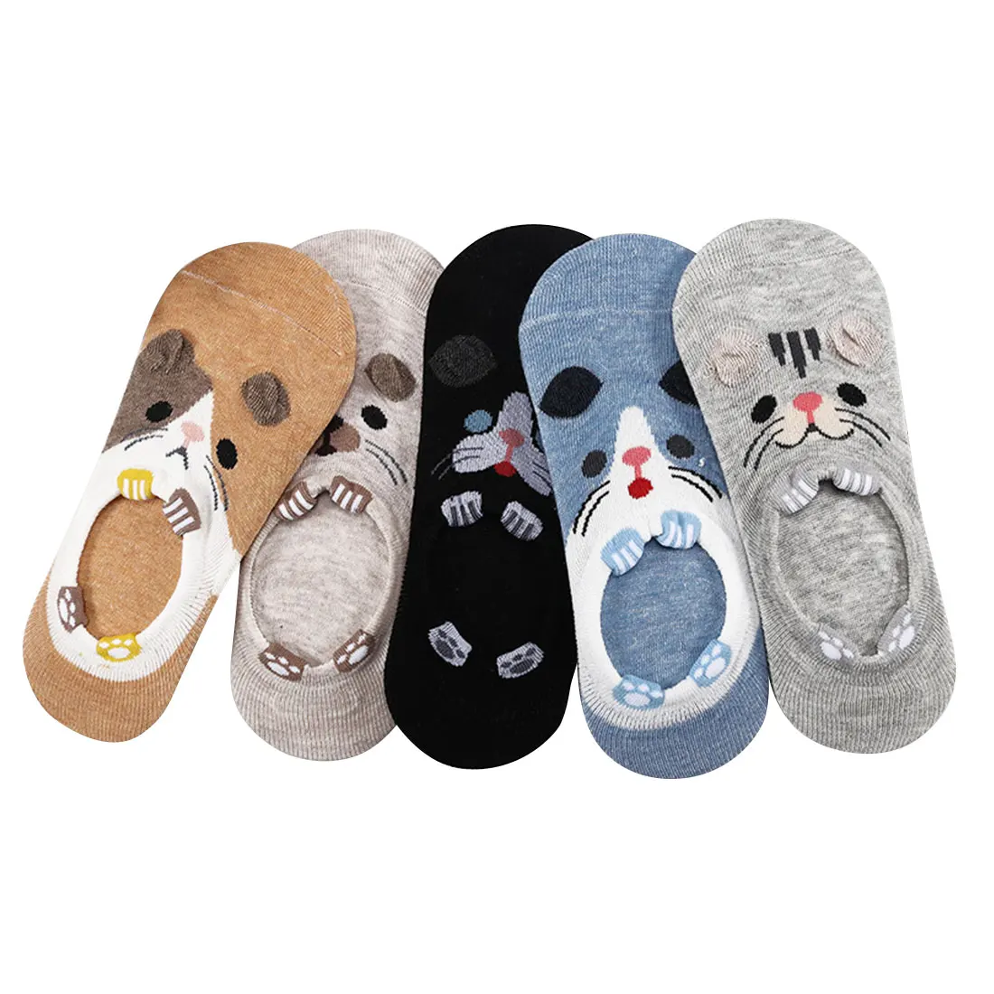 Style a dog mixed Повседневные носки для девочек с рисунками животных; 5 пар женских Хлопковых Носков; не показанные носки; милые разноцветные носки с котом - Цвет: Style a dog mixed