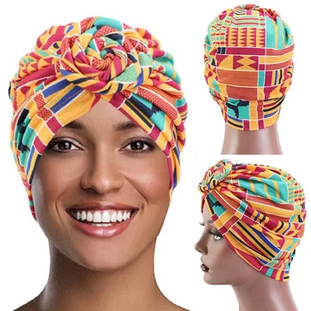 

Boho Women Elegant Knot Print Ethnic Wind Turban Headband Hat Fashion Hair Accessories