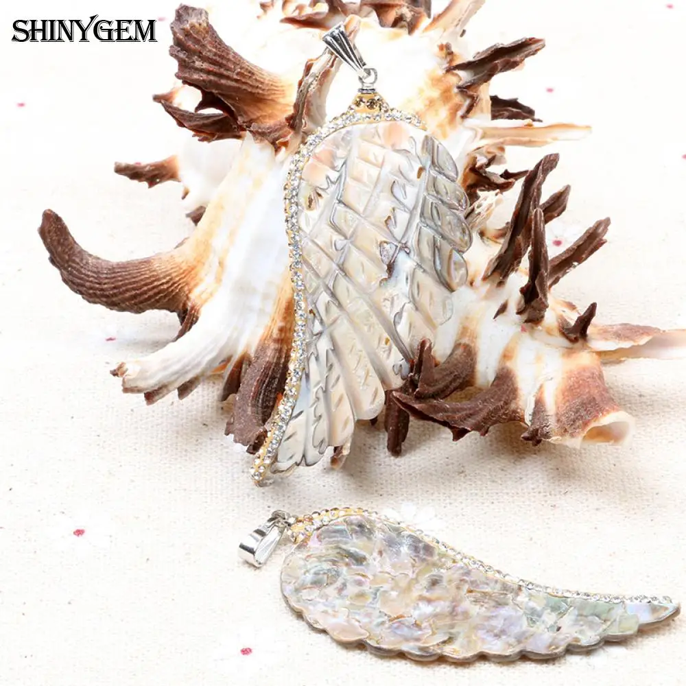 ShinyGem натуральный Абалон ракушка подвески крылья в винтажном классическом