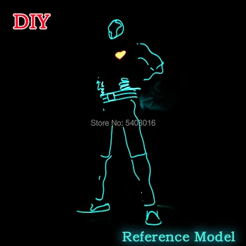 

Talent Show DIY Decorative Clothing Fashionable EL Suit Neon Light up Product EL Wire Luminous Clothing for Event Party