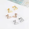 Luxury Brand Jewelry Simple Design V Letter Earrings For Women Stainless Steel Gold-Color Elegant Party Stud Earrings KE002-1 ► Photo 2/6