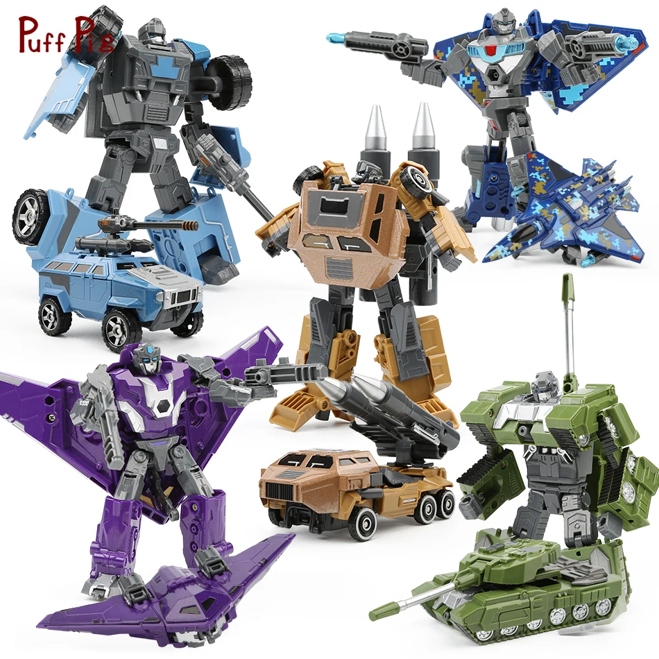 Фигурки роботов трансформации металлический сплав Военный танк самолет