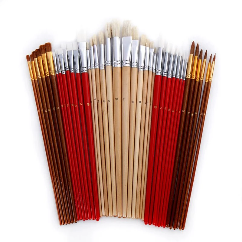 

38Pcs Paint Brushes Set with Canvas Bag Case Long Wooden Handle Synthetic Hair Art Supplies for Oil Acrylic Watercolor Painting
