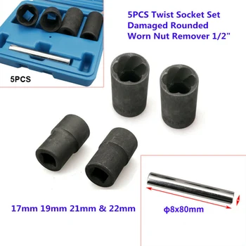 

Accessories Nut Remover Equipment Set Spiral Deep Socket Black Wear resistance 5pcs Damaged