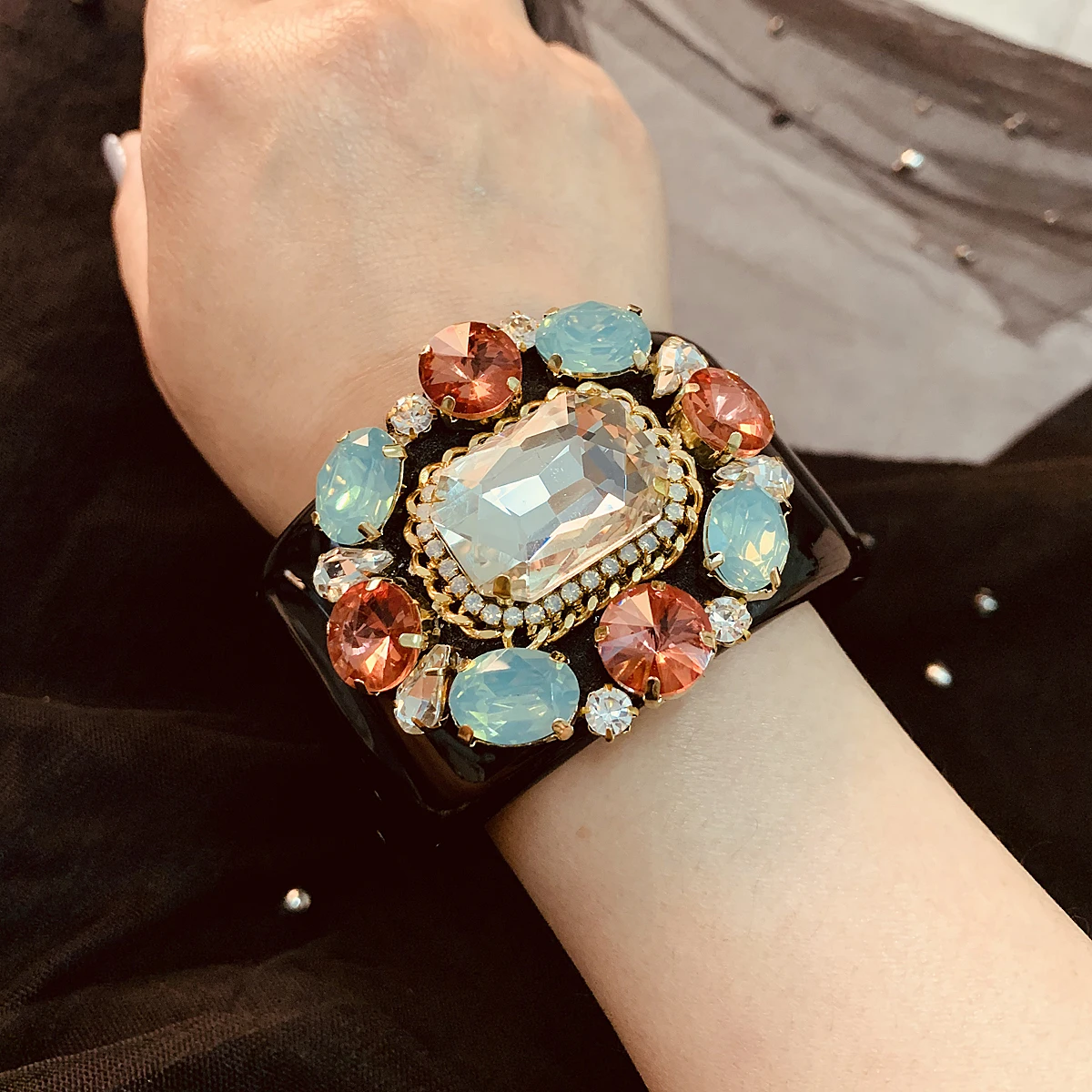 Beaded Bracelet Multi Color Crystal Stone Beads Stretchable - Temu