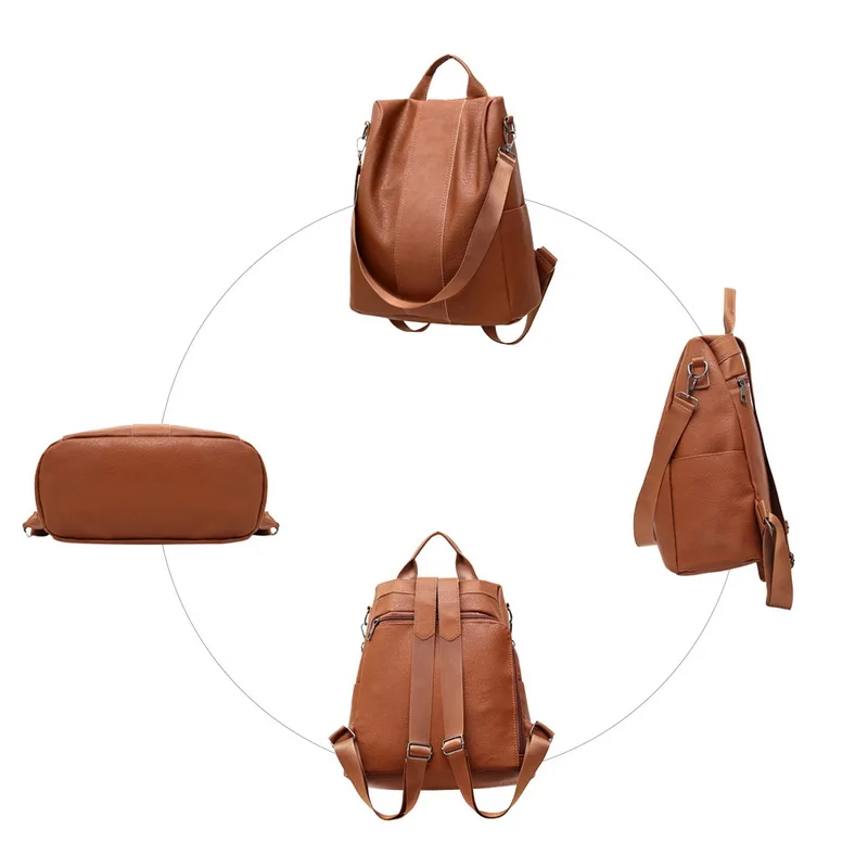 LOOZYKIT ретро женский кожаный рюкзак, повседневный школьный рюкзак для колледжа, студенческий ноутбук, рюкзак для девочек, рюкзак для путешествий, Противоугонный