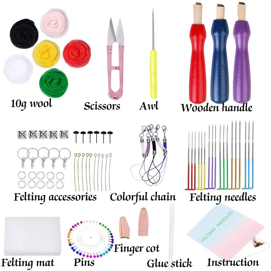 IMZAY 70PCS Needle Felting Tools Kit Wool Felt Needle With 60 Pcs Felting  Needles Felting Starter Kit For DIY Yarn Wool Felting