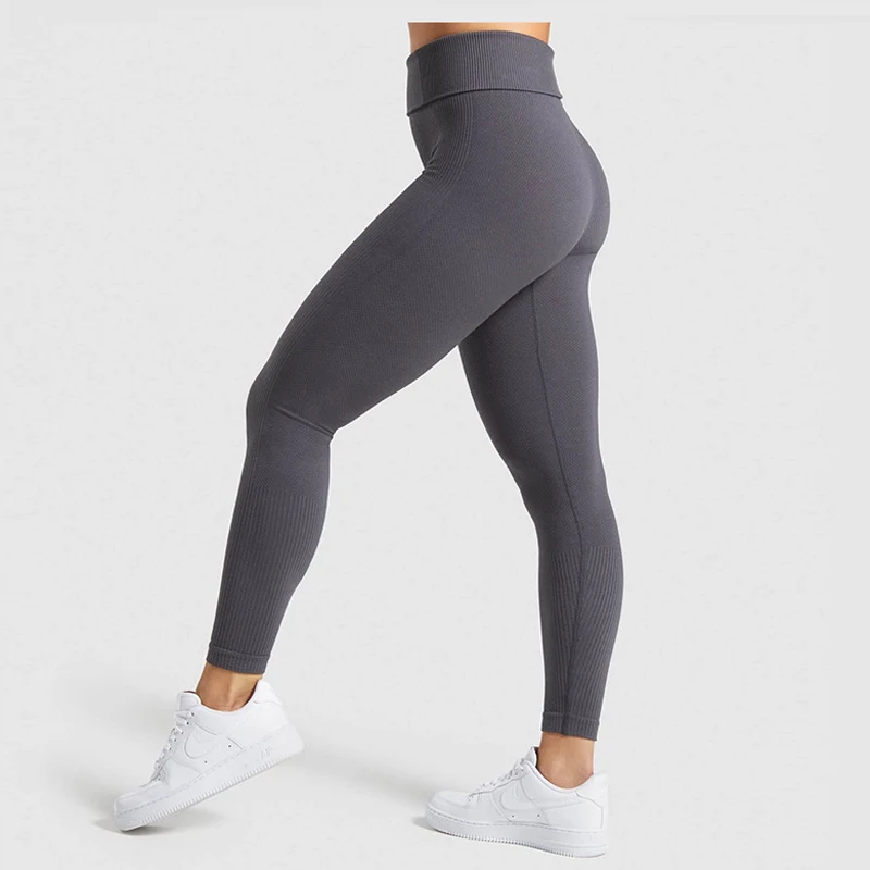 Gym Tights Power Down Seamless Tummy Control Yoga Pants High Waist Sport Seamless Leggings Running Pants Women