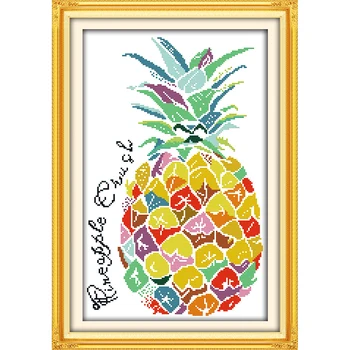 

Everlasting love Color pineapple Chinese cross stitch kits Ecological cotton stamped 11CT DIY gift wedding decoration for home
