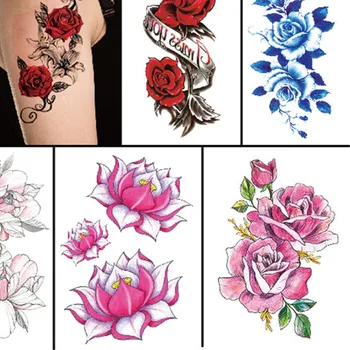 

12PCS Flower Butterfly Temporary Tattoos for Women Shoulder Tattoo Sticker Fashion Sexy Body Art Waterproof Arm Tatoo Sticker