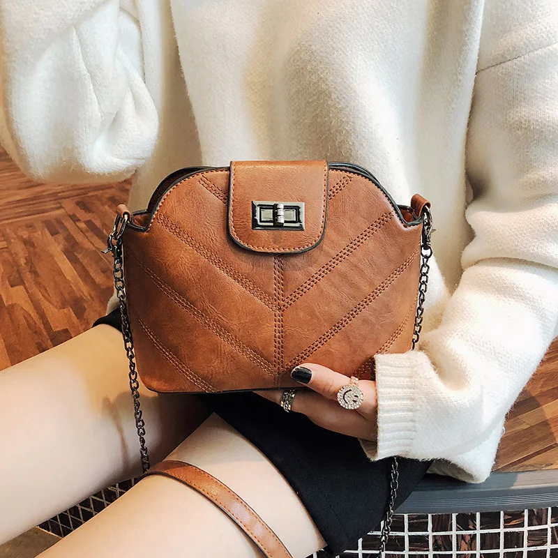 

Small Bag Women's 2020 Autumn And Winter New Style Hong Kong Style Retro CHIC Shell Small Shoulder Bag Versatile Students Crossb