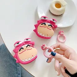 3D мультфильм милый Crayon Shin-Chan наушники чехол для AirPods 1 2 Bluetooth гарнитура зарядная коробка защитный чехол с кольцом ремень