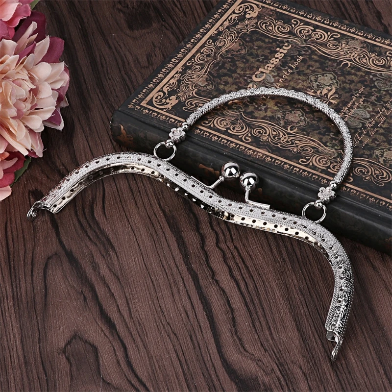 

Retro Metal Arch Flower Purse Bag Frame Kiss Clasp Lock With Handle DIY Crafts